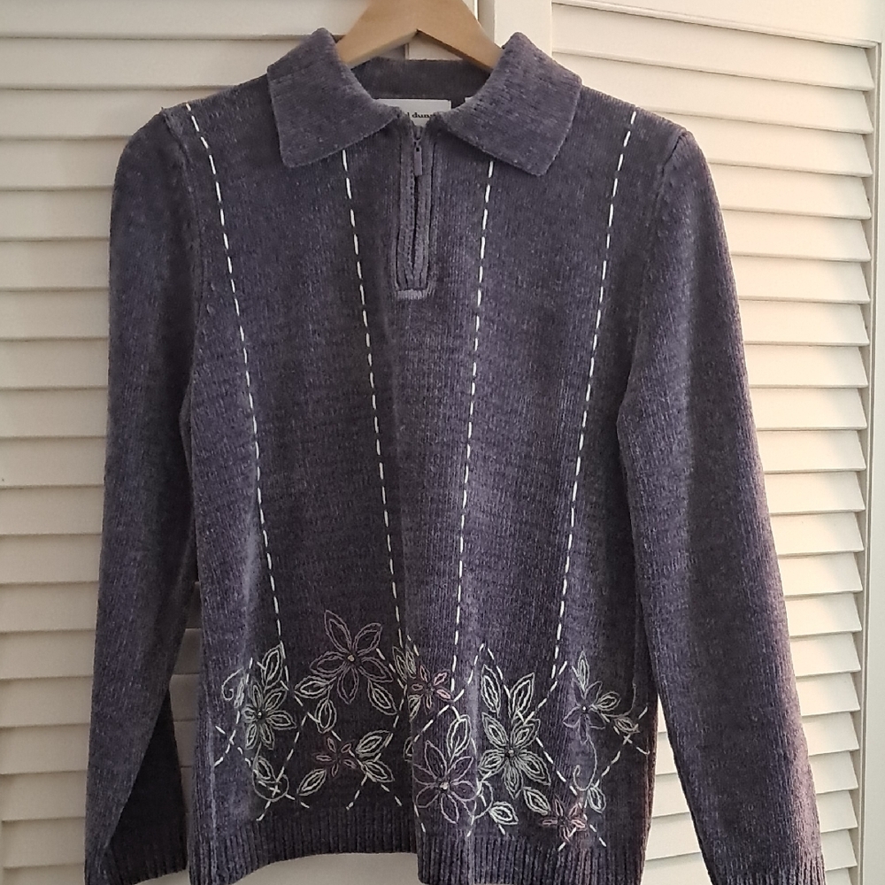 Purple Embroidered Sweater